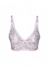 Soft Pink Floral Lace Net Bra | Deep V Sexy Crop Bra with Bow - 800 Rs