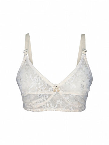 Skin Floral Lace Net Bra | Deep V Sexy Crop Bra with Bow - 800 Rs